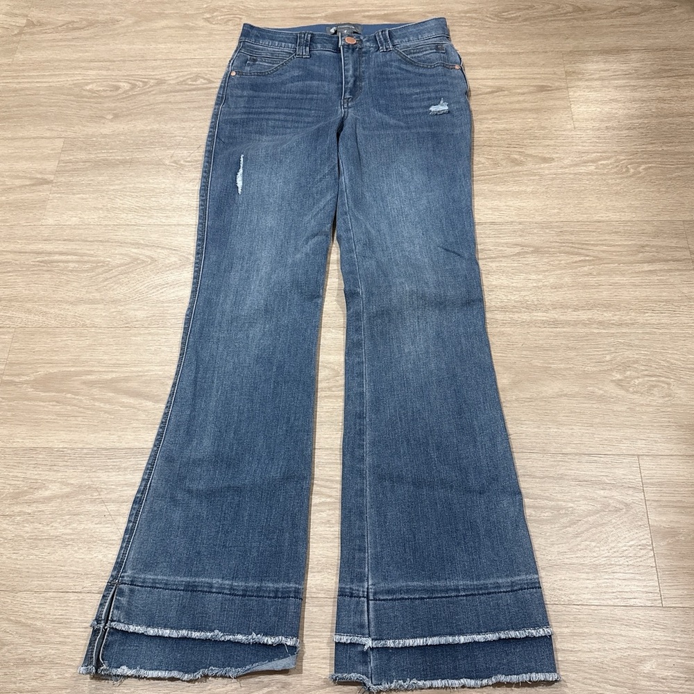 Democracy Double Layer Fray Hem Kick Flare Jeans 4